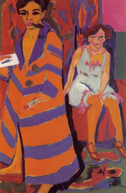 Self-Portrait with Model  1910-1926  by Ernst Kirchner Oil Painting reproduction