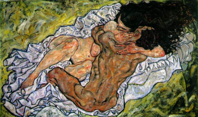 Embrace (Lovers II) 1917 by Egon Scheile Oil Painting reproduction