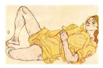 Fiyuro Fenninile Sdraiato con abito giallo  by Egon Scheile Oil Painting reproduction