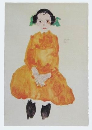 Girl in Yellow Dress, 1911  by Egon Scheile Oil Painting reproduction