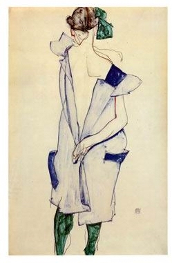 Girl Standing from the Back with Dress by Egon Scheile Oil Painting reproduction