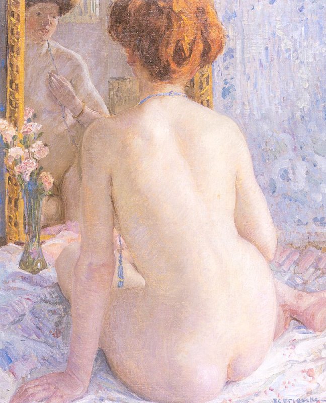 Reflections (Marcelle)  By 1909   by Frederick Carl Frieseke  Oil Painting reproduction