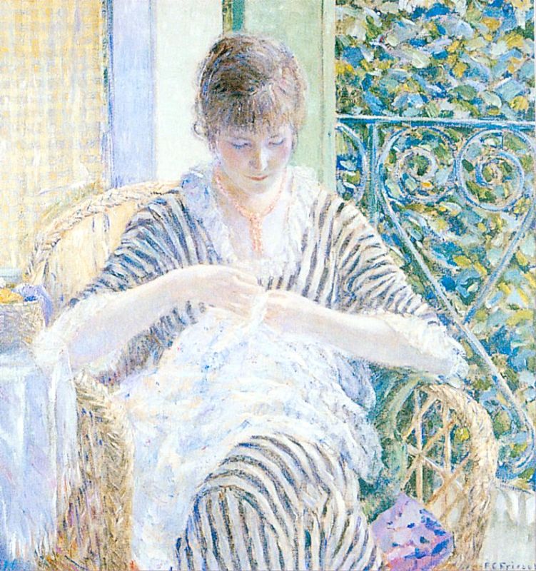 On the Balcony   by Frederick Carl Frieseke  Oil Painting reproduction