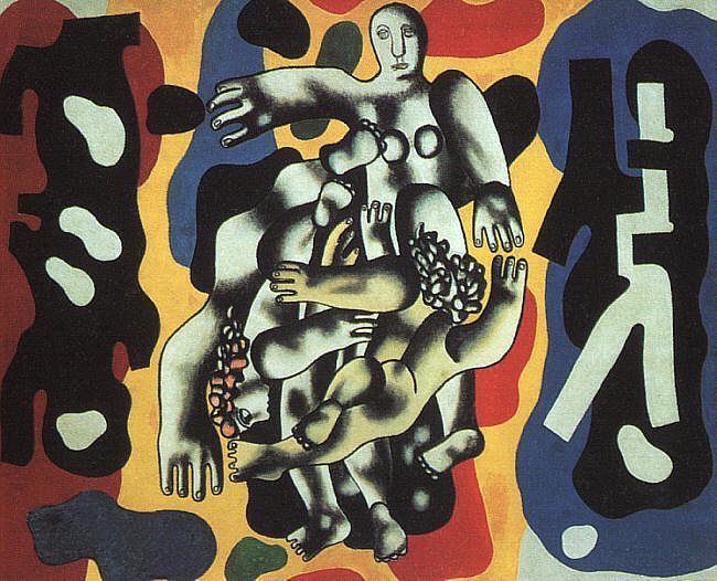 Divers on a Yellow Background, 1941  by Fernand Leger Oil Painting reproduction