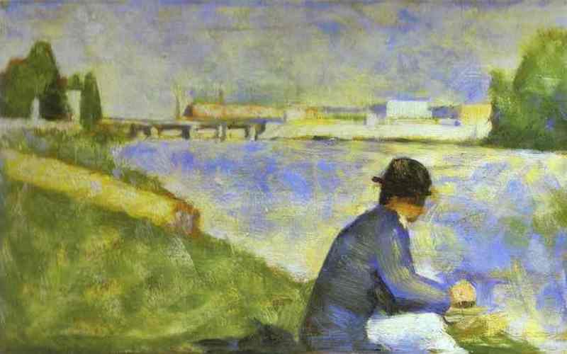 Seated Person. (study for Bathers at Asnieres). 1883-84 by Georges Seurat Oil Painting reproduction