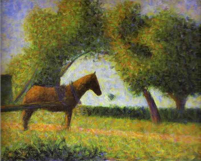 Horse in a Field. c. 1882. by Georges Seurat Oil Painting reproduction