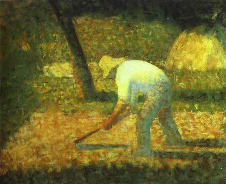  Peasant with a Hoe. c. 1882 by Georges Seurat Oil Painting reproduction