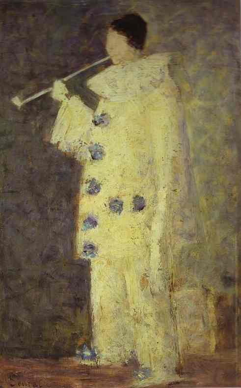 Pierrot with a White Pipe. (Aman-Jean) 1883 by Georges Seurat Oil Painting reproduction