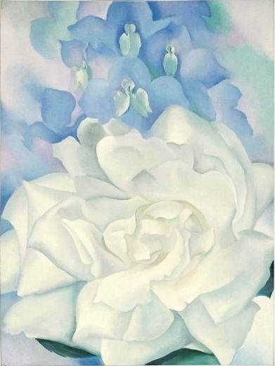White Rose with Larkspur 1927 by Georgia O'Keeffe Oil Painting reproduction
