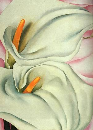 Two Calla Lillies on Pink, 1928 by Georgia O'Keeffe Oil Painting reproduction