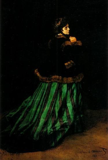 Camille Doncieux  (Lady in Green).  1866 by Claude Monet Oil Painting reproduction