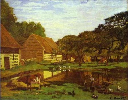Farm Courtyard in Normandy. c.1863 by  Claude Monet Oil Painting reproduction