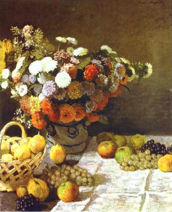Flowers and Fruits. 1869  by  Claude Monet Oil Painting reproduction