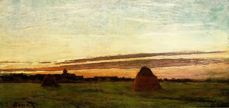 Haystacks at Chailly at Sunrise  1865 by   Claude Monet Oil Painting reproduction