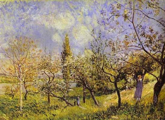 Orchard in Spring - By. 1881 by Alfred Sisley Oil Painting reproduction