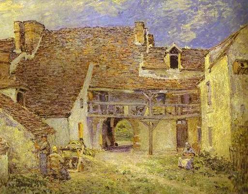 Courtyard of Farm at St. Mammes. 1884  by Alfred Sisley Oil Painting reproduction