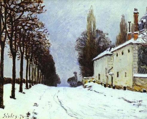 Snow on the Road, Louveciennes (Chemin de la Machine). 1874 by Alfred Sisley Oil Painting reproduction
