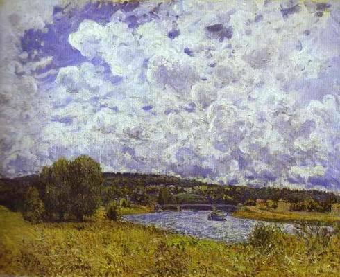 The Seine at Suresnes. 1877 by Alfred Sisley Oil Painting reproduction