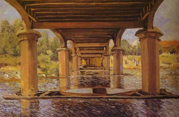 Under the Bridge at Hampton Court. 1874 by Alfred Sisley Oil Painting reproduction