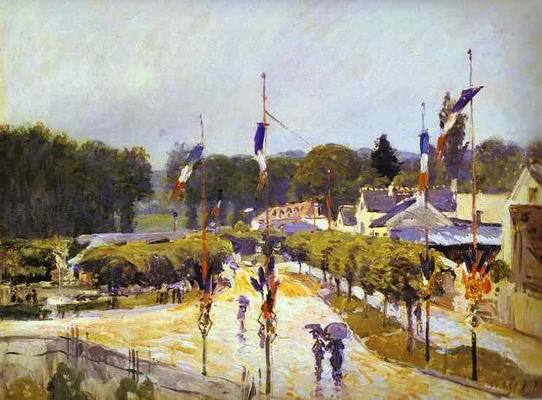 Fête Day at Marly-le-Roi (formerly The Fourteenth of July at Marly-le-Roi). 1875 by Alfred Sisley Oil Painting reproduction