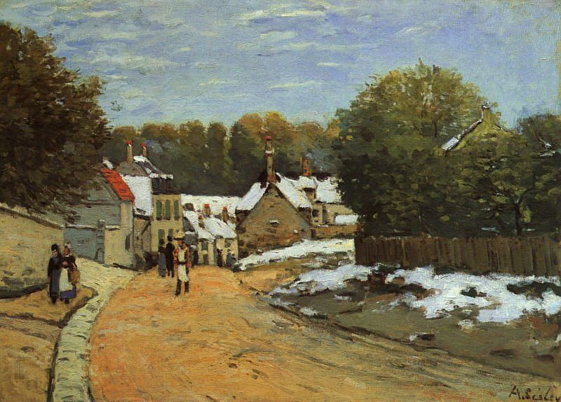 Early Snow at Louveciennes, 1870-71 by Alfred Sisley Oil Painting reproduction