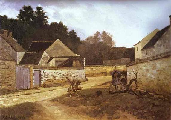 Village Street in Marlotte. 1866 by Alfred Sisley Oil Painting reproduction