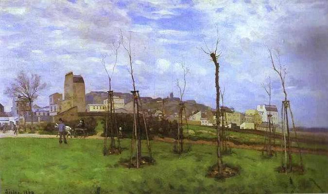 View of Montmartre from the cité des Fleurs. 1869 by Alfred Sisley Oil Painting reproduction
