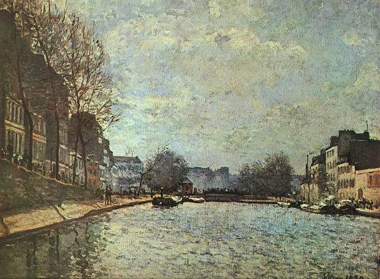 The Saint Martin Canal in Paris. 1870 by Alfred Sisley Oil Painting reproduction
