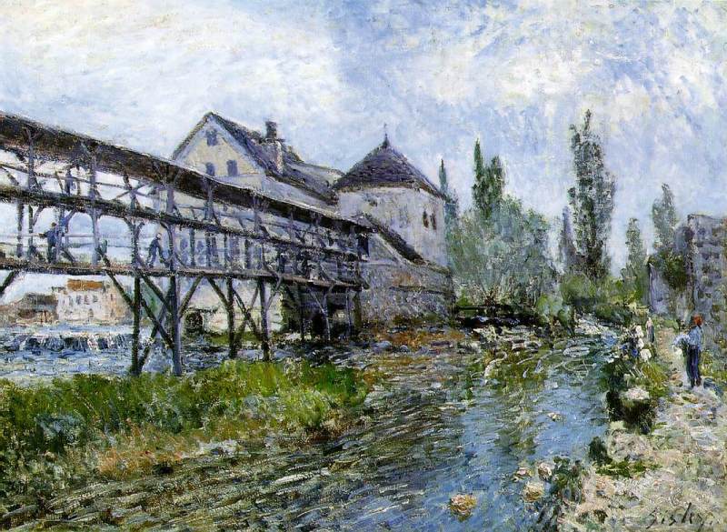 Provencher's Mill at Moret  1883 by Alfred Sisley Oil Painting reproduction