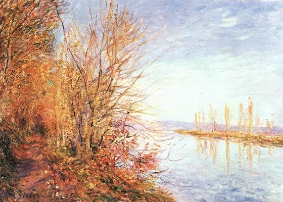 The Chemin de By through Woods at Roches Courtaut,St. Martin's Summer.1880 by Alfred Sisley Oil Painting reproduction