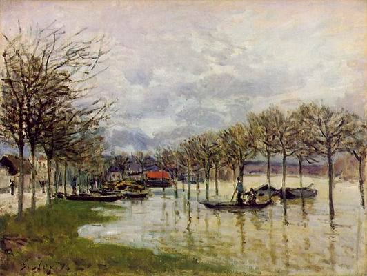 L'inondation  Route de Saint Germain.The Flood on the Road to Saint Germain.1876  by Alfred Sisley Oil Painting reproduction