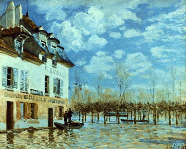 Boat in the Flood at Port Marly  1876  by Alfred Sisley Oil Painting reproduction