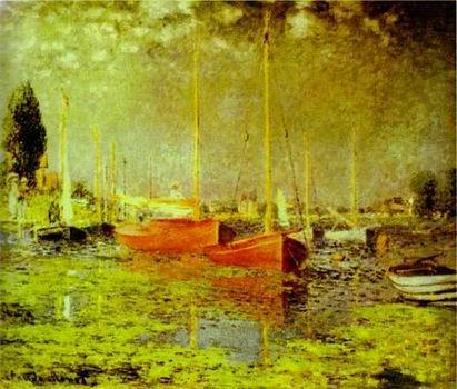 Red Boats. Argenteuil. 1875 by  Claude Monet Oil Painting reproduction