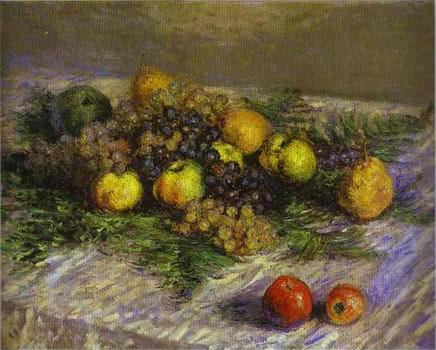 Still Life with  Pears and Grapes.  1880  by  Claude Monet Oil Painting reproduction