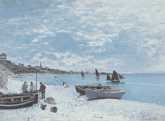 The Beach at Sainte-Adresse  1867  by  Claude Monet Oil Painting reproduction