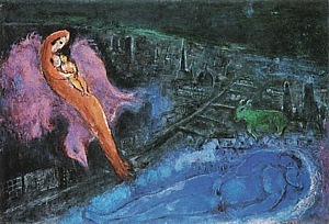 Bridges over the Seine, 1954  by Marc Chagall Oil Painting reproduction