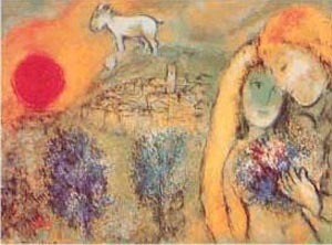 Lovers of Vence [Les Amoureaux de Vence ] by Marc Chagall Oil Painting reproduction