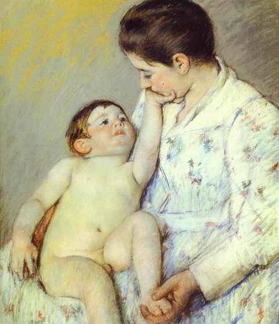 Baby's First Caress. c. 1890  by Mary Cassatt Oil Painting reproduction