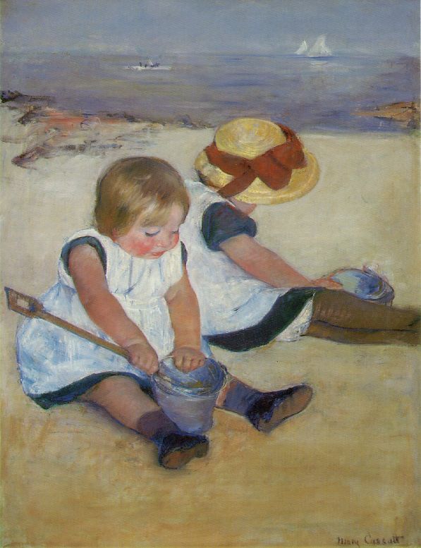 Children on the Beach  1884 by Mary Cassatt Oil Painting reproduction