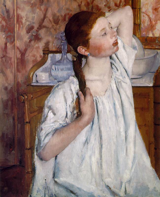 Girl Arranging Her Hair 1886  by Mary Cassatt Oil Painting reproduction