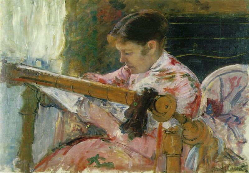 Lydia Seated at an Embroidery Frame 1880-81  by Mary Cassatt Oil Painting reproduction