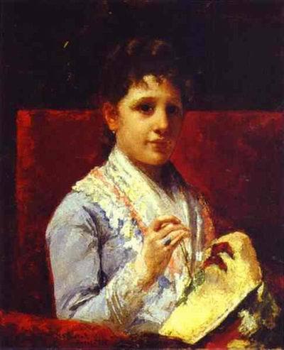  Mary Ellison Embroidering. 1877  by Mary Cassatt Oil Painting reproduction