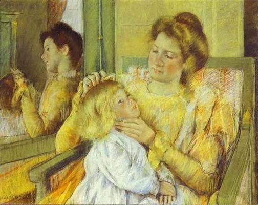 Mother Combing Her Child's Hair. 1901  by Mary Cassatt Oil Painting reproduction