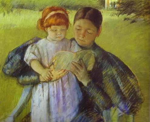 Nurse Reading to a Little Girl. 1895  by Mary Cassatt Oil Painting reproduction