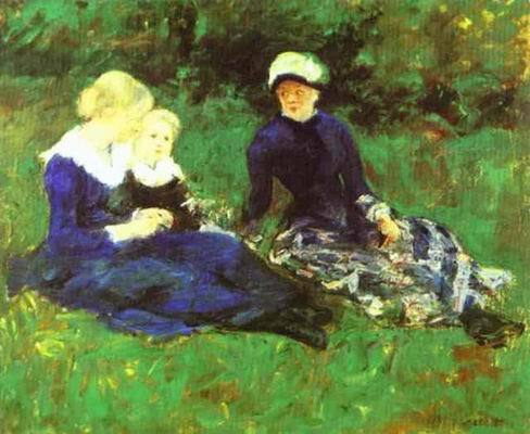 On the Meadow. 1880   by Mary Cassatt Oil Painting reproduction