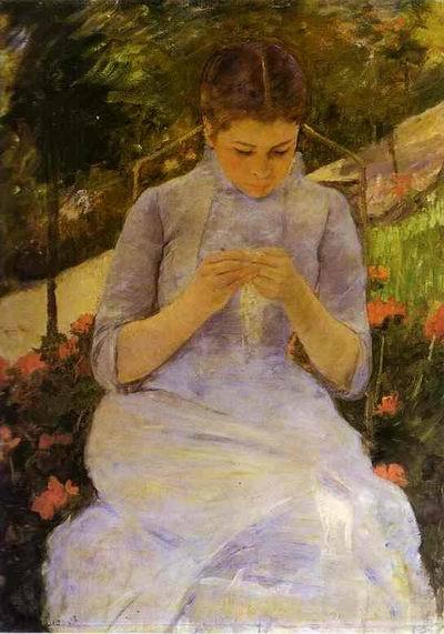Sewing Woman. ca 1880-1882  by Mary Cassatt Oil Painting reproduction