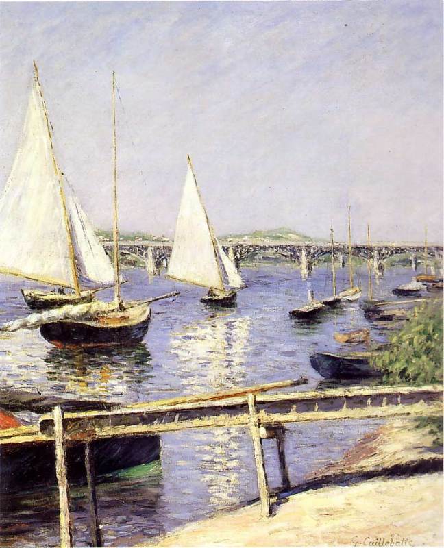 Sailboats in Argenteuil  c.1888  by Gustave Caillebotte  Oil Painting reproduction