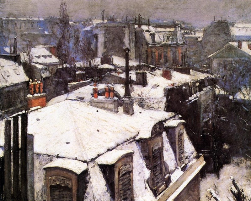 View of Rooftops (Snow) 1878  by Gustave Caillebotte  Oil Painting reproduction