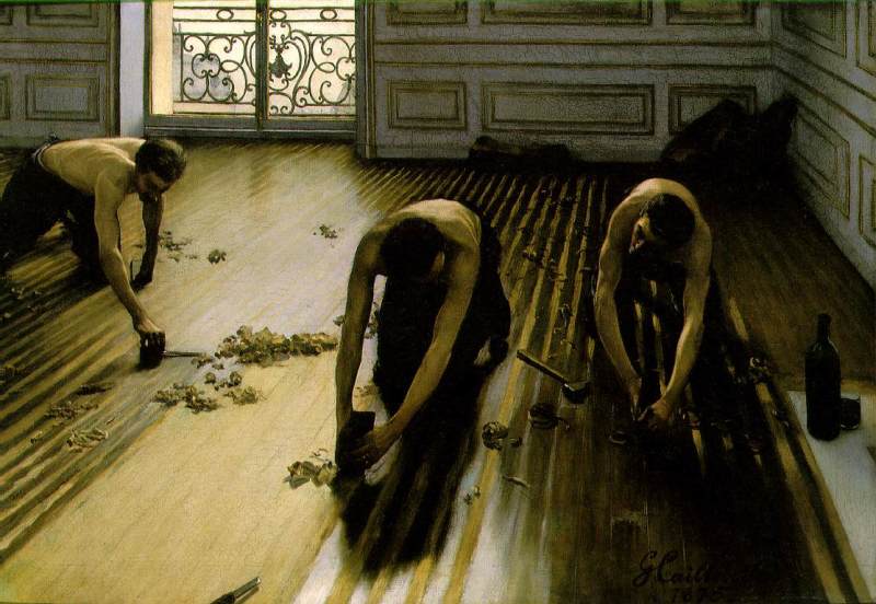 Les raboteurs de parquet (The Floor-Scrapers)    1875  by Gustave Caillebotte  Oil Painting reproduction
