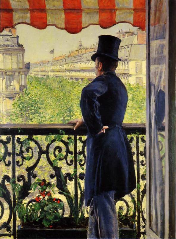 Man on a Balcony 1880  by Gustave Caillebotte  Oil Painting reproduction